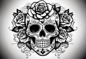 Sugar skull with a rose tattoo idea