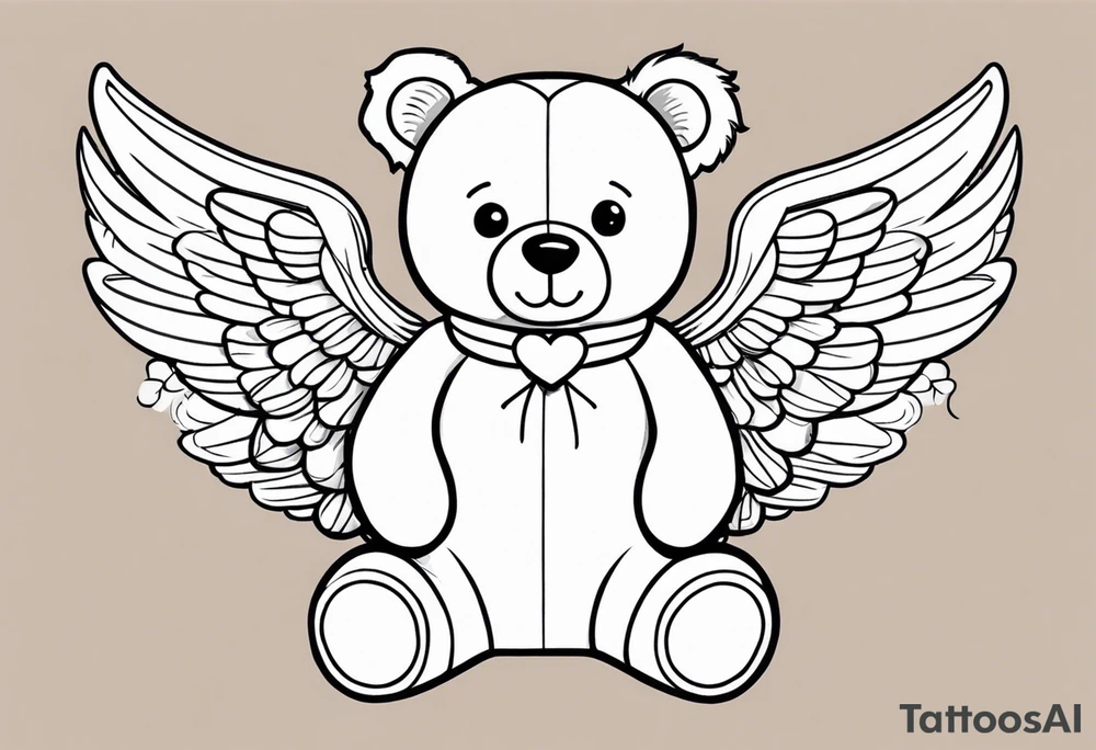 Teddy bear with angel wings tattoo idea