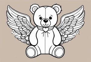Teddy bear with angel wings tattoo idea