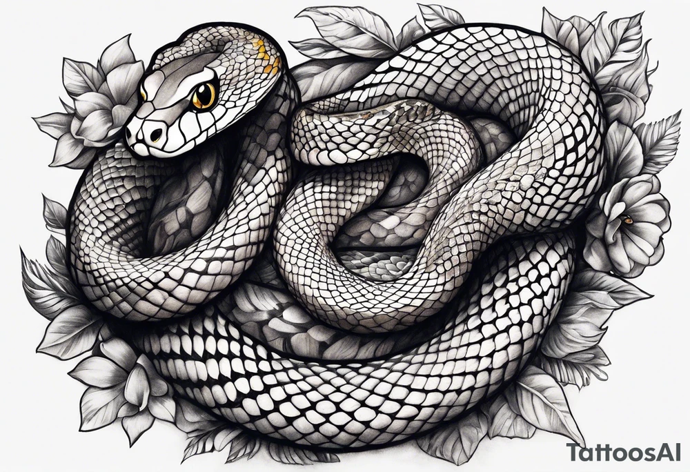 Gentle snake sleeve tattoo idea
