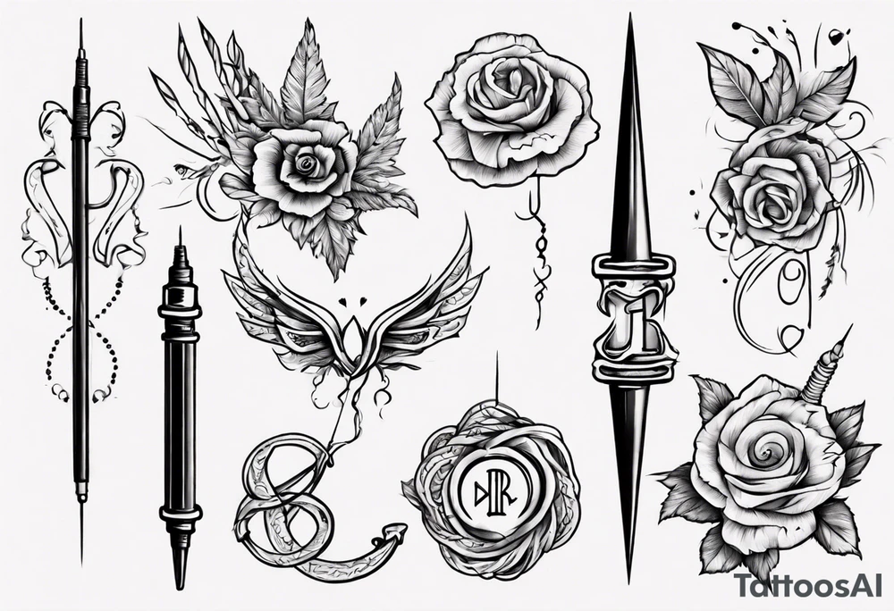 Needle, thread, initials tattoo idea