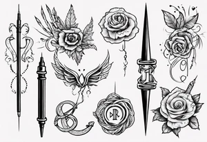 Needle, thread, initials tattoo idea