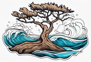 piece of driftwood underwater tattoo idea