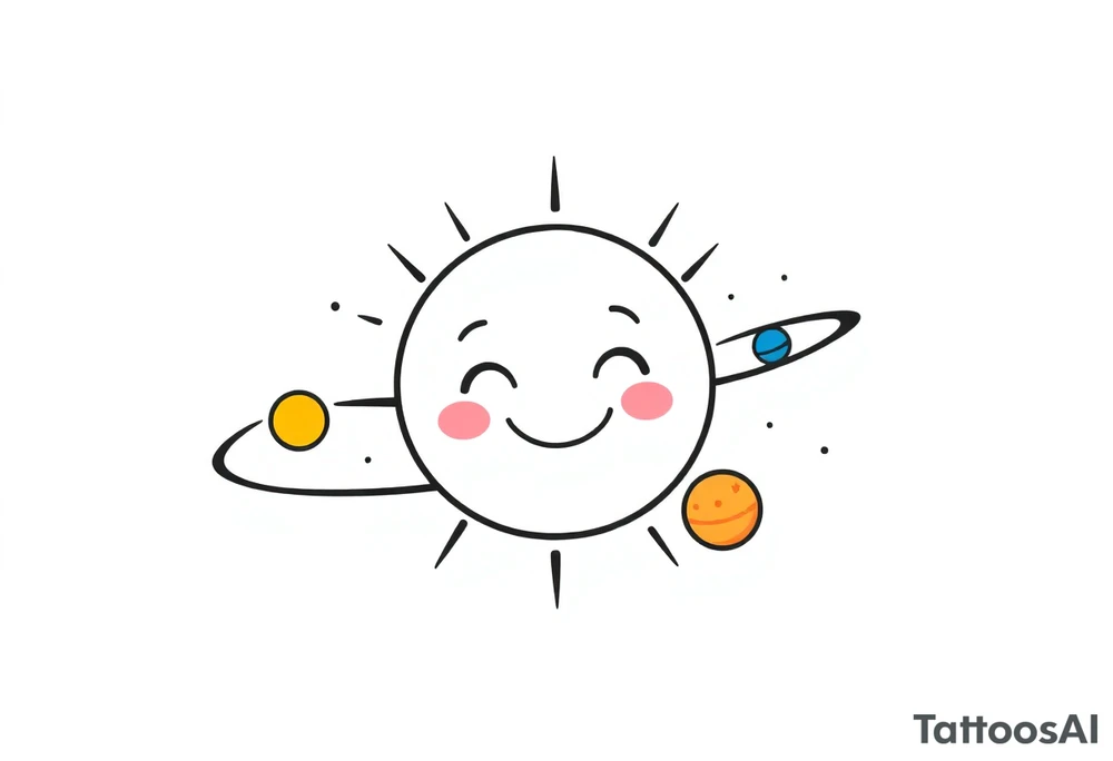 Smiley Cute solar system tattoo idea