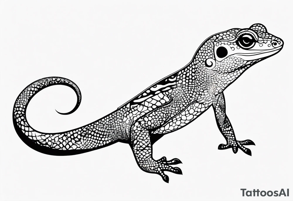 Minimalist gecko using thick Japanese brushstroke tattoo idea