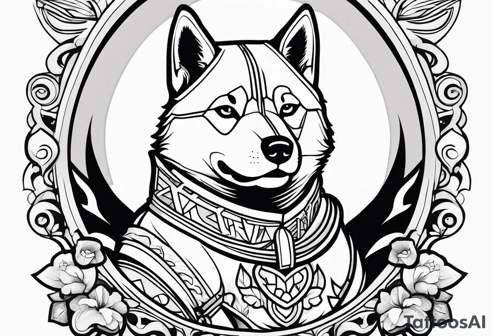 Shiba inu warrior tattoo idea