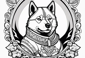 Shiba inu warrior tattoo idea