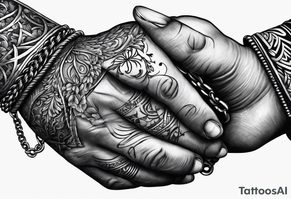 praying hands with chain tattoo idea