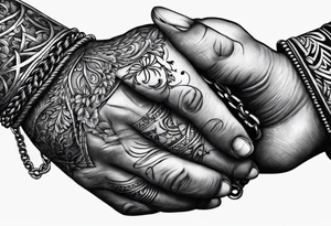 praying hands with chain tattoo idea