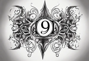 number 9 right side up and upside down connected tattoo black and grey on inside forearm tattoo idea