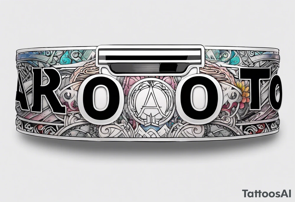 A naruto headband with the letters AR in the middle tattoo idea