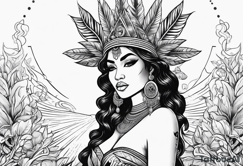 Black Goddess of sativa tattoo idea