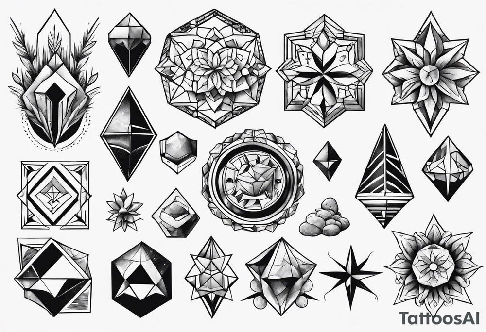 Variety of Cristals flash sheet tattoo idea