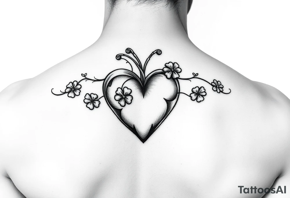 whimsical Heart with Shamrocks tattoo idea