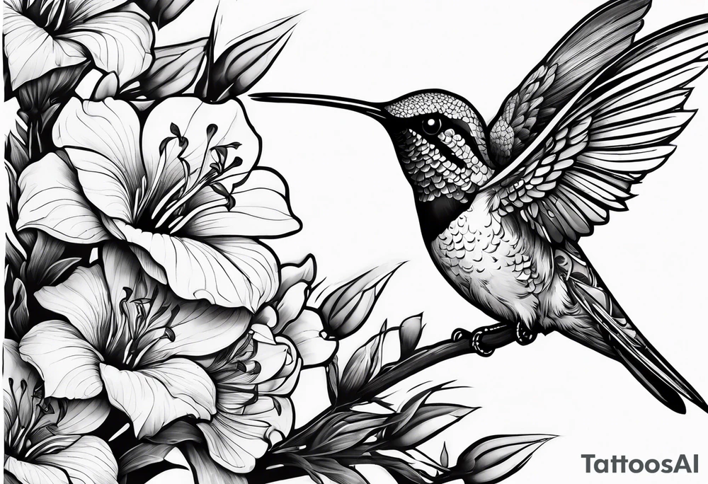 death in a shape of a humming bird tattoo idea