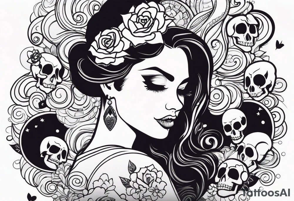 Woman with skull tattoo idea