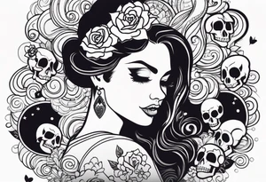 Woman with skull tattoo idea