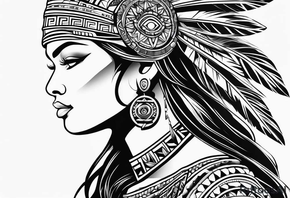 Aztec princess side profile tattoo idea