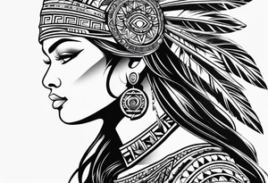 Aztec princess side profile tattoo idea