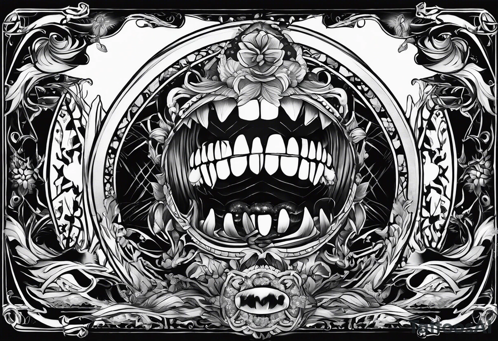 A tarot card with teeth biting inside of it tattoo idea A tarot card with teeth biting inside of it tattoo idea