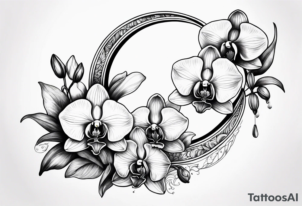 Orchids and a crescent moon tattoo idea