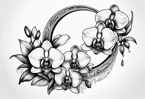 Orchids and a crescent moon tattoo idea
