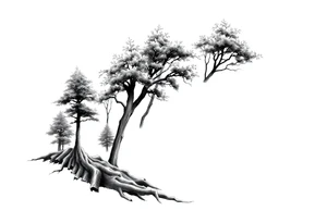 Full arm sleeve that starts with trees on the forearm tattoo idea