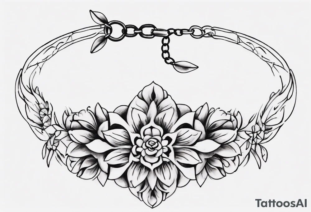Ankle bracelet tattoo with feminine style and larger in the centre. Show on ankle tattoo idea
