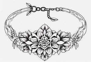 Ankle bracelet tattoo with feminine style and larger in the centre. Show on ankle tattoo idea