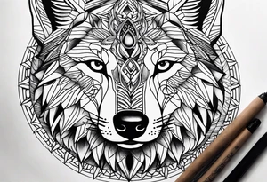 Mandala forearm design wolves and full moon tattoo idea