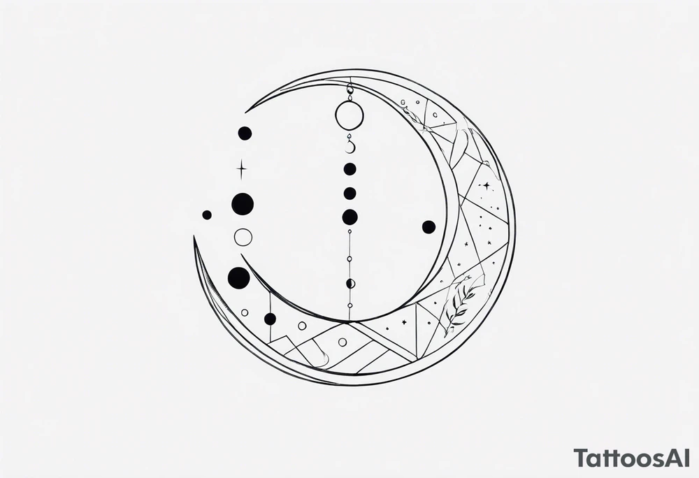 Fine line snake, lunar moon phases, constellations tattoo idea