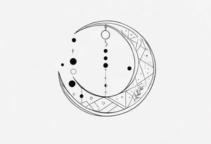 Fine line snake, lunar moon phases, constellations tattoo idea