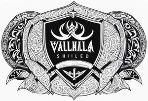 Valhalla viking shield hatchet sword tattoo idea