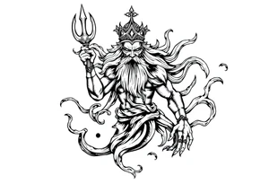 god of sea under water tattoo idea