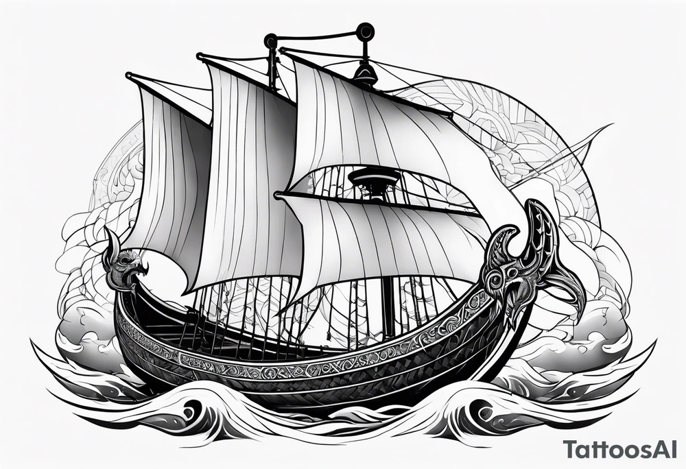 Valhalla viking boat dragon tattoo idea