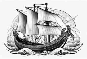 Valhalla viking boat dragon tattoo idea