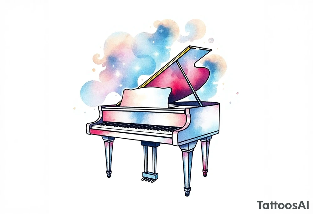 dreamy piano under the stars tattoo idea