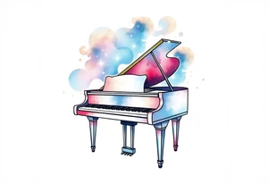 dreamy piano under the stars tattoo idea
