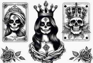 santa la muerta with money and crown
on the card tattoo idea