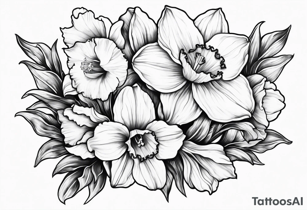 Daffodil birth flower chain tattoo idea