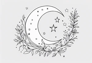 Crescent Moon & Stars tattoo idea
