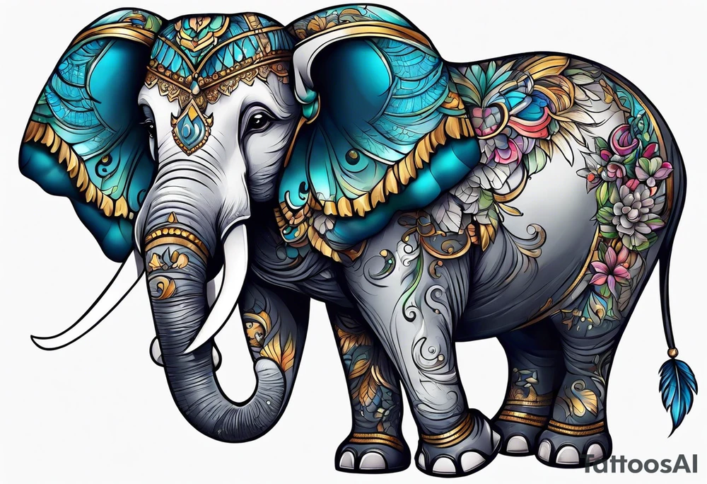 cute elephant with wings tattoo idea