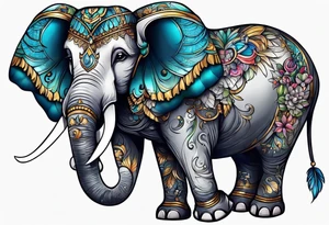 cute elephant with wings tattoo idea