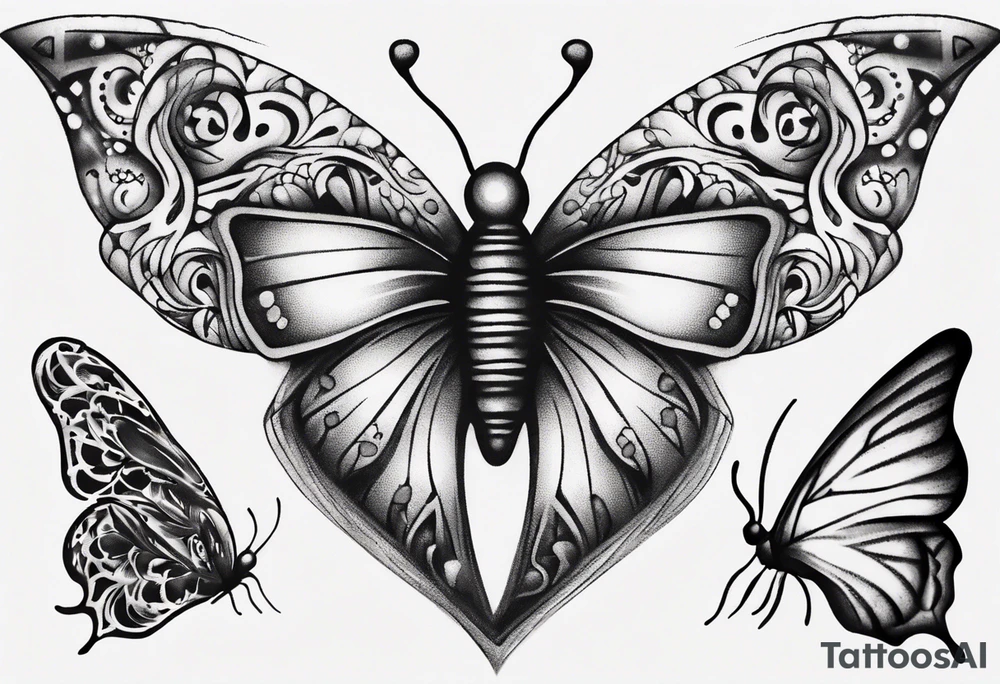 Butterfly wrap tattoos on heart overlay tattoo idea