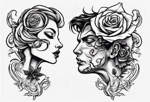 Couple dancing on a rose tattoo idea