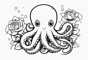 octopus holding flowers tattoo idea
