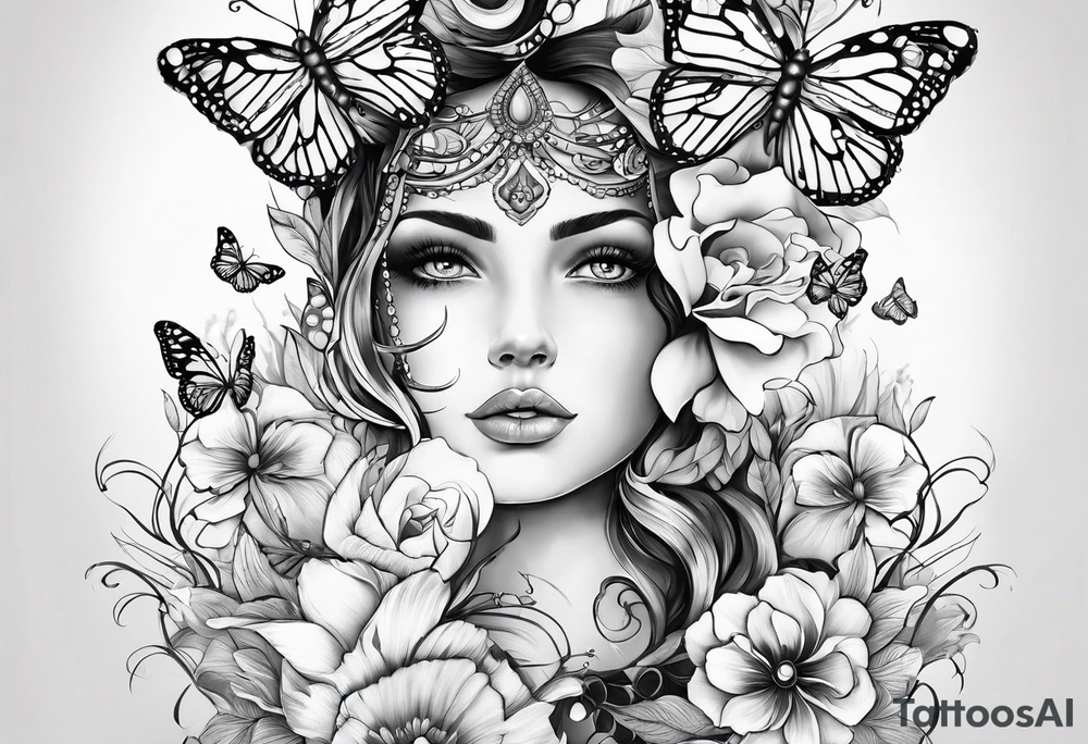tattoo to represent that I have 3 children (girls). For inspiration I like flowers, butterflies, the beach, giraffes, tattoo idea