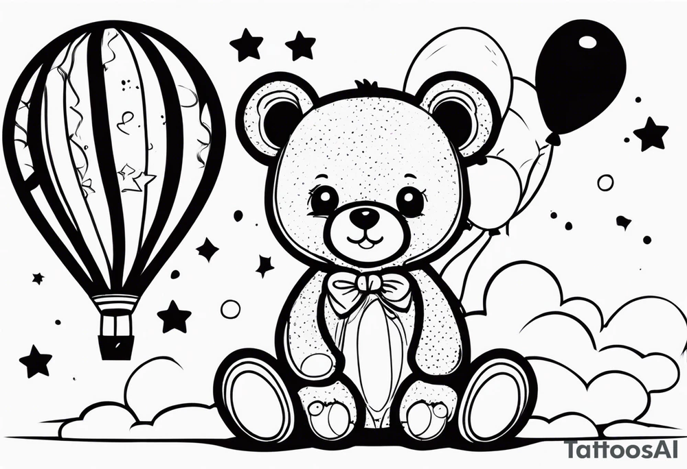 teddy bear with balloons tattoo idea