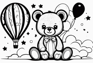 teddy bear with balloons tattoo idea