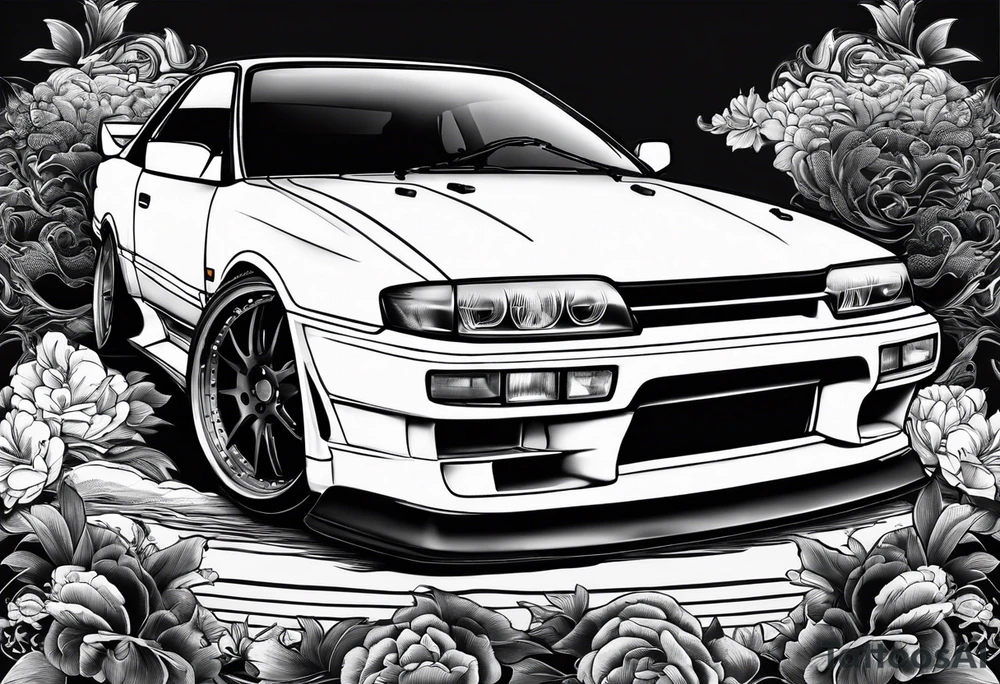 Car nissan 200sx with pop up lights tattoo idea